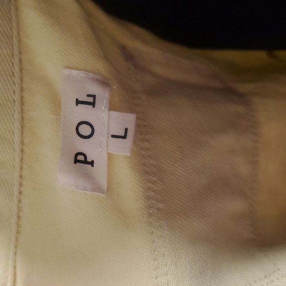 POL Yellow Button-Up Jacket with Crochet Multi Color Sleeves - Picture 2 of 11